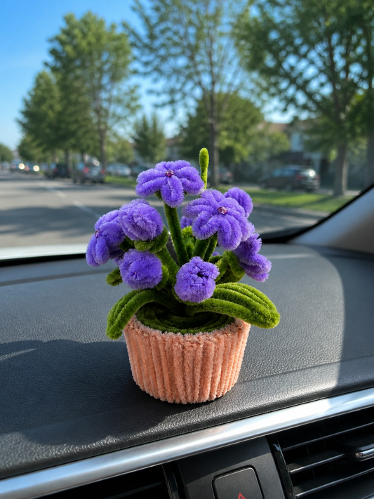 Handmade Car Dashboard pom pom Flowers β Self Adhesive Base