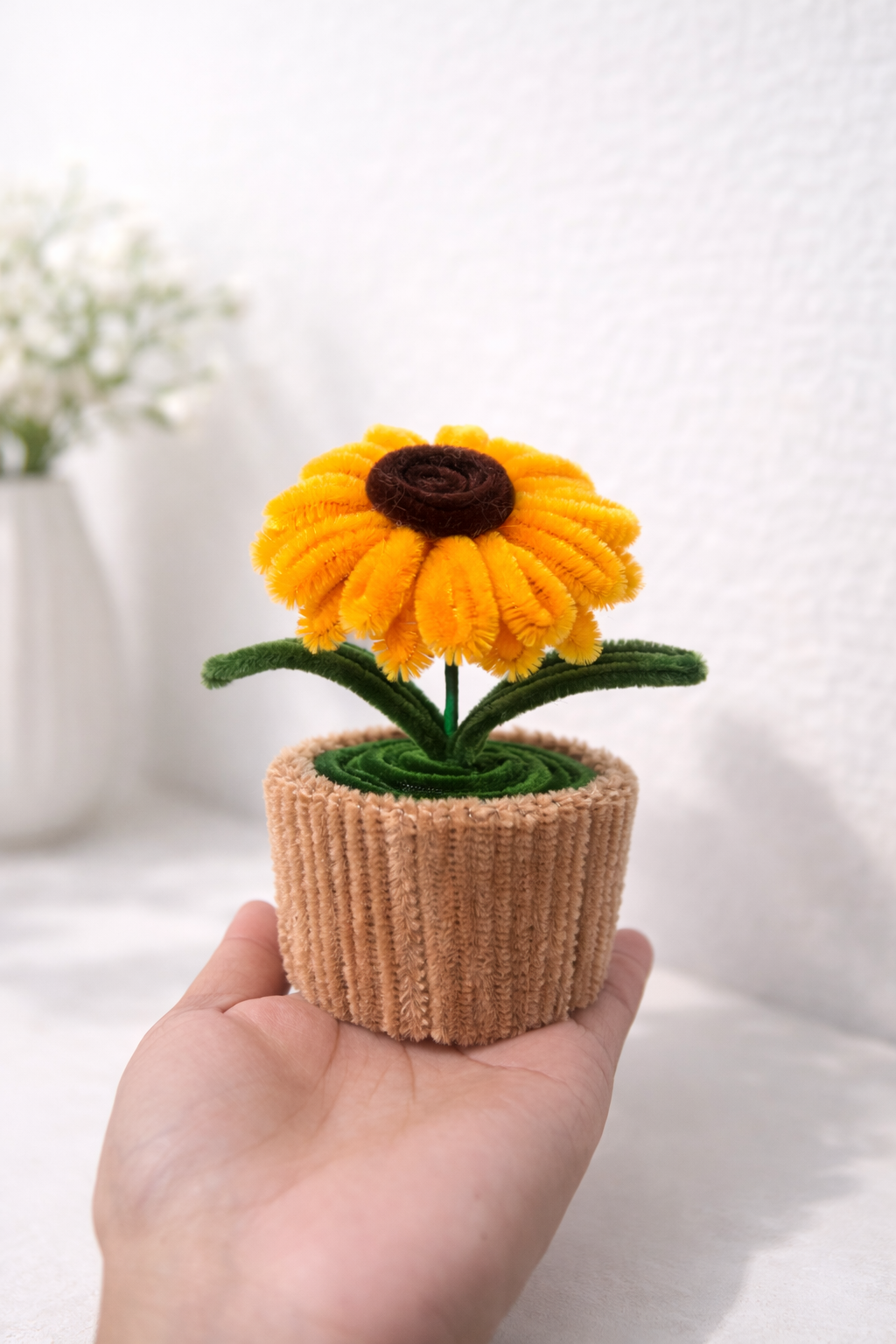 Handmade Sunflower Car Dashboard Flower – Self Adhesive Base