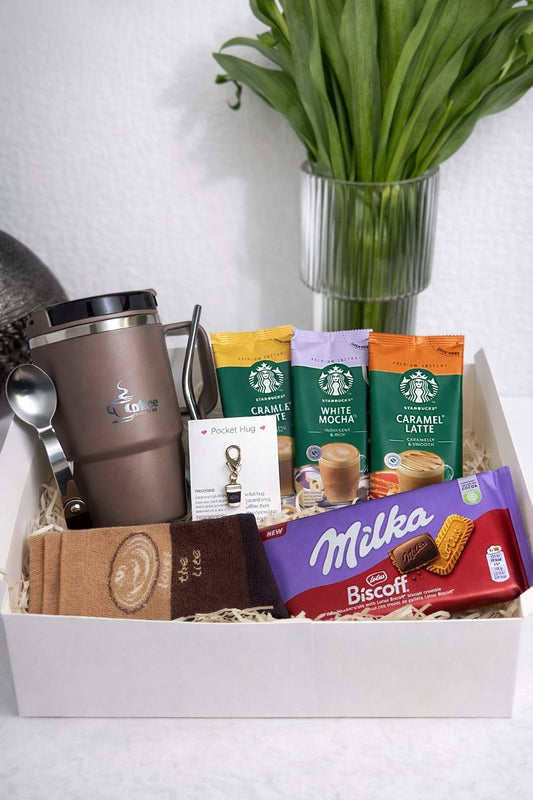 Personalised Coffee Lover Gift Box - Insulated Mug, Starbucks Flavours, Gift for Him, Gift for Her